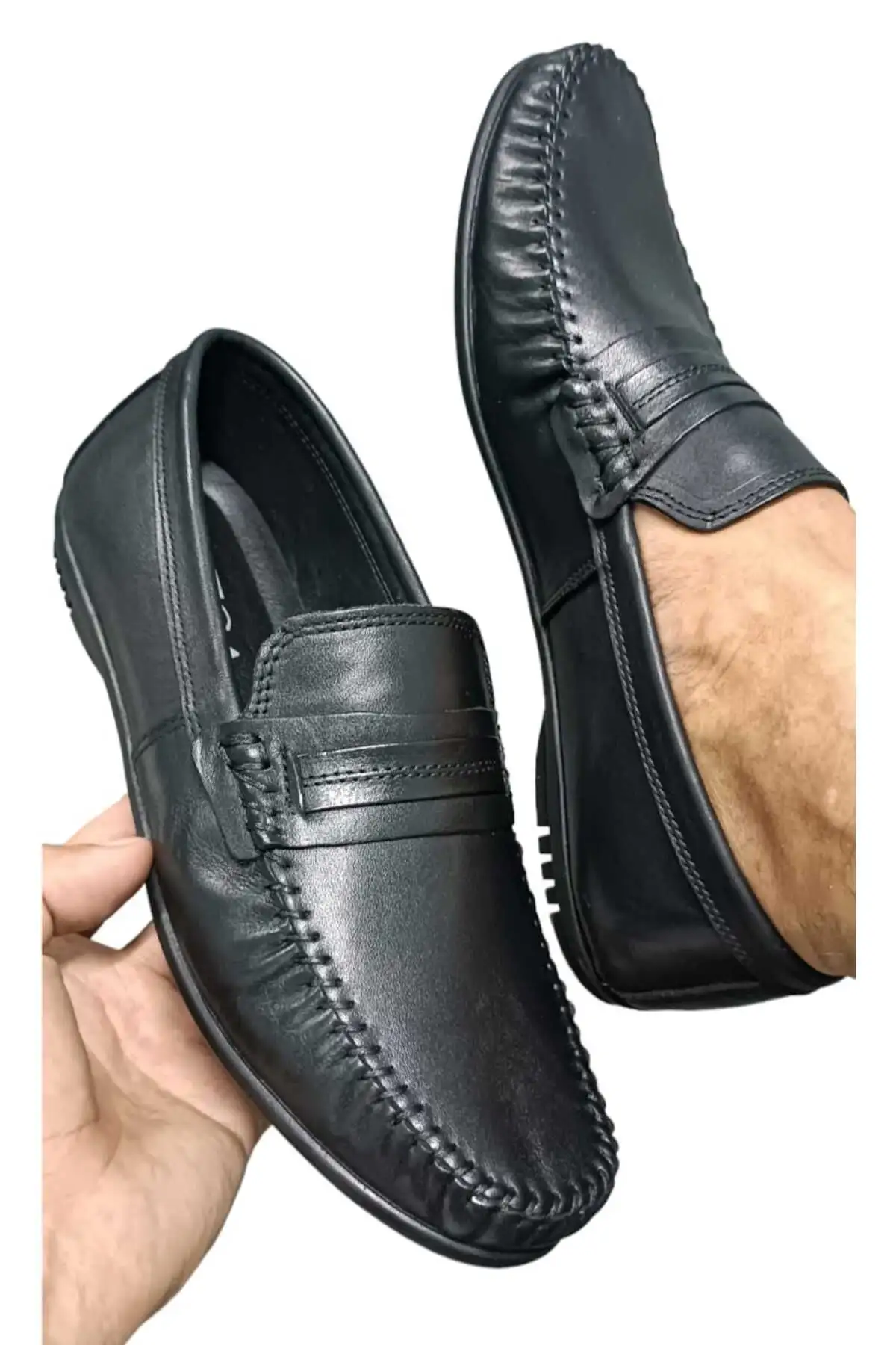 کفش رسمی مردانه لوفر با کفی ارتوپدیک مشکی - 5940