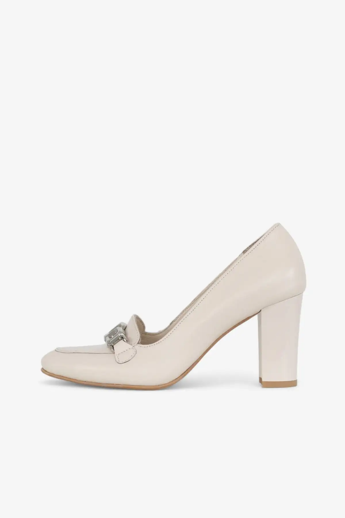 کفش مجلسی زنانه  کلاسیک  چرم اصل اکرو-کرم با طراحی ظریف و شیک، نرم و راحت با پاشنه ۷.۵ سانتیمتر ضخیم - 5702 کفش مجلسی زنانه کلاسیک چرم اصل اکرو-کرم با طراحی ظریف و شیک، نرم و راحت با پاشنه ۷.۵ سانتیمتر ضخیم - 5702