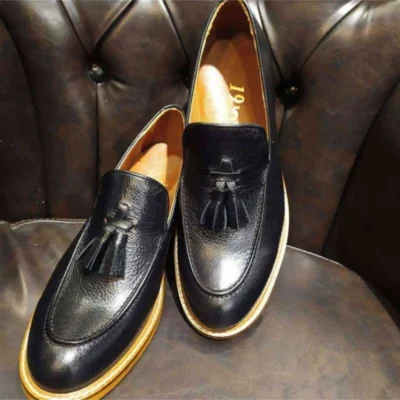 کفش روزمره مردانه جورج هاگ چرم مشکی - 6072