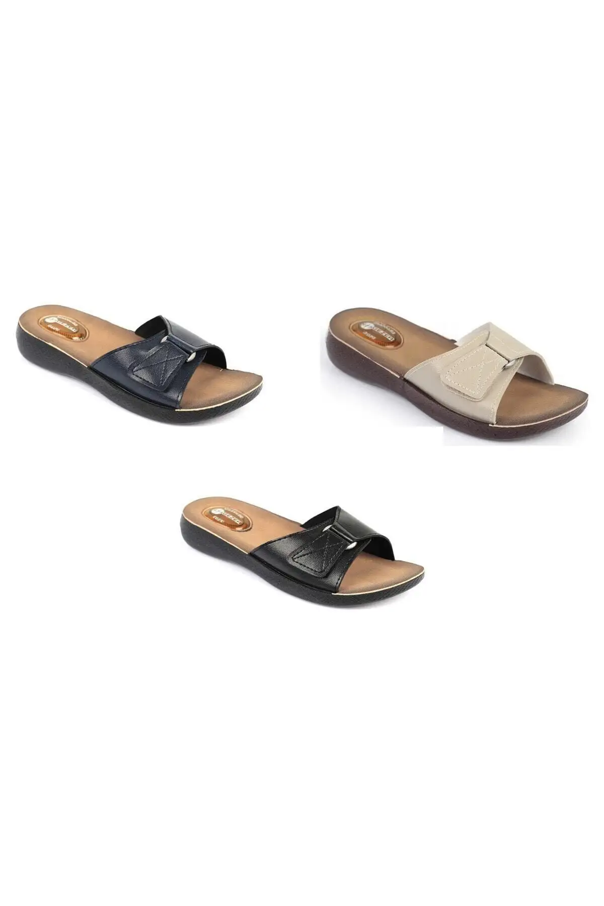 کفش راحتی خانه دمپایی روزمره زنانه مشکی با بند چسبی و کفی ماساژ دهنده ارتوپدیک - 6333 کفش راحتی خانه دمپایی روزمره زنانه مشکی با بند چسبی و کفی ماساژ دهنده ارتوپدیک - 6333