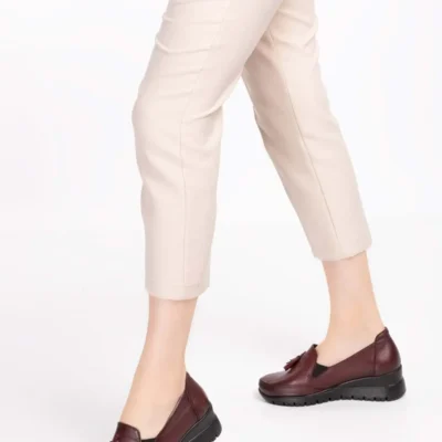 کفش اداری زنانه روزمره با کفی آناتومیک و پاشنه تخت از چرم طبیعی مدل Pyt.6204 - رنگ شرابی - سایز 39 - 6241