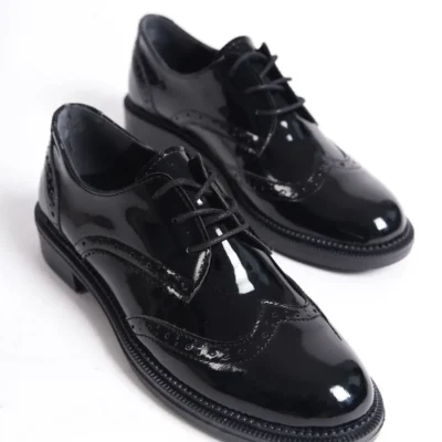 کفش مجلسی زنانه روزمره - آکسفورد مشکی براق - 6741