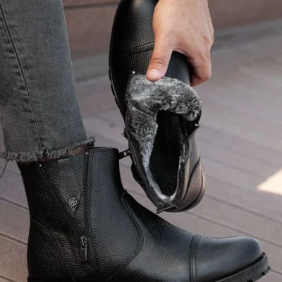 بوت مردانه D0400 چرم طبیعی 100% با کفی شامل پشمی کامل - 5602