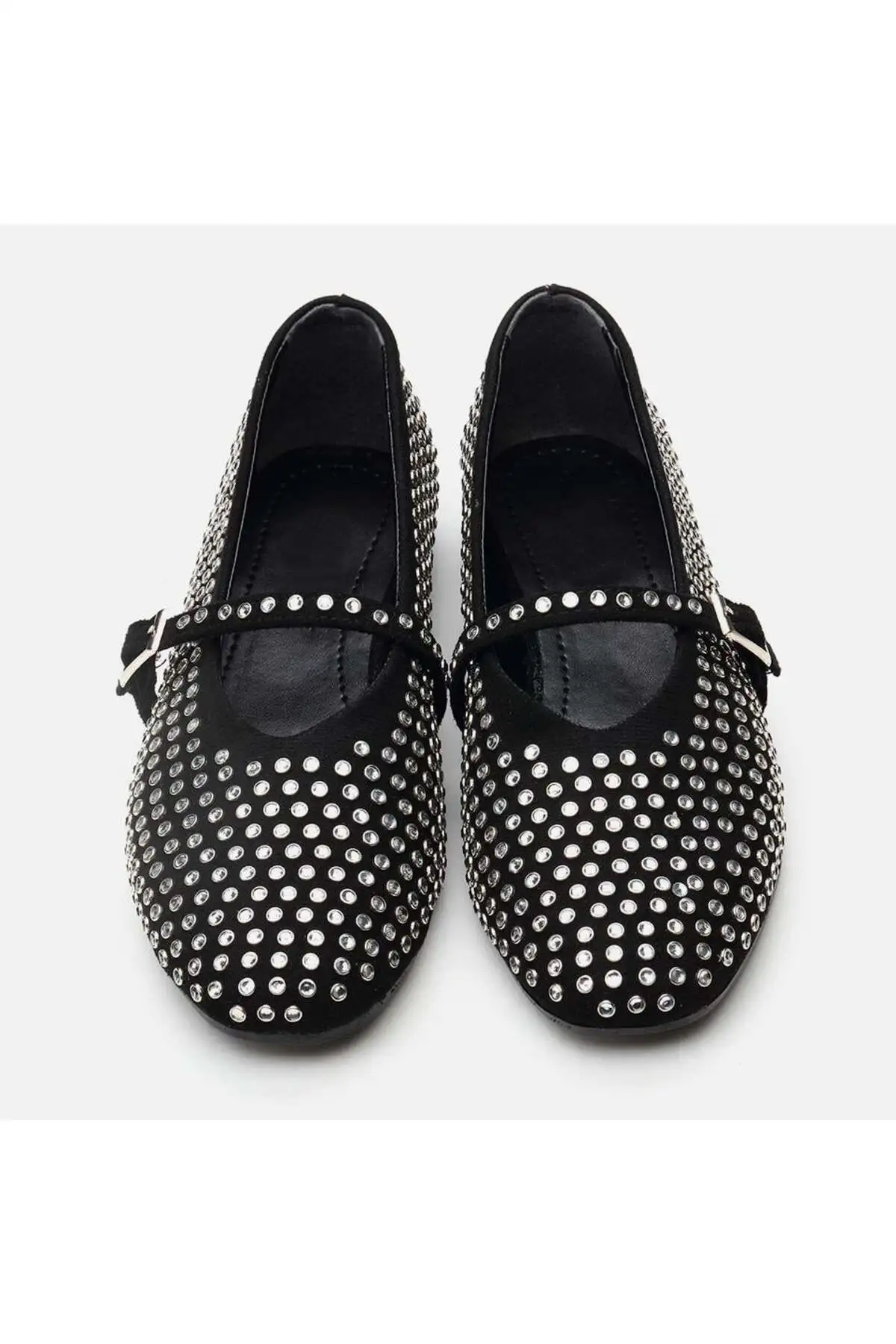 کفش تخت زنانه بابت  با سنگ سیاه - 6869 کفش تخت زنانه بابت با سنگ سیاه - 6869
