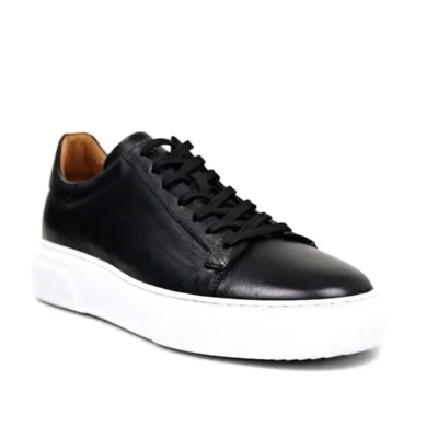 کفش روزمره مردانه ورزشی چرم طبیعی سیاه و سفید 632.2501 - 5951