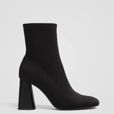 بوت و نیم‌ بوت زنانه بغل‌دار با ظاهر لاستیکی پاشنه دار - 5633