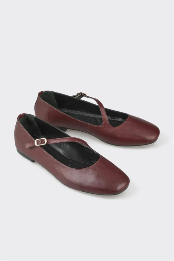 کفش اداری زنانه روزمره چرم bordo - 6775