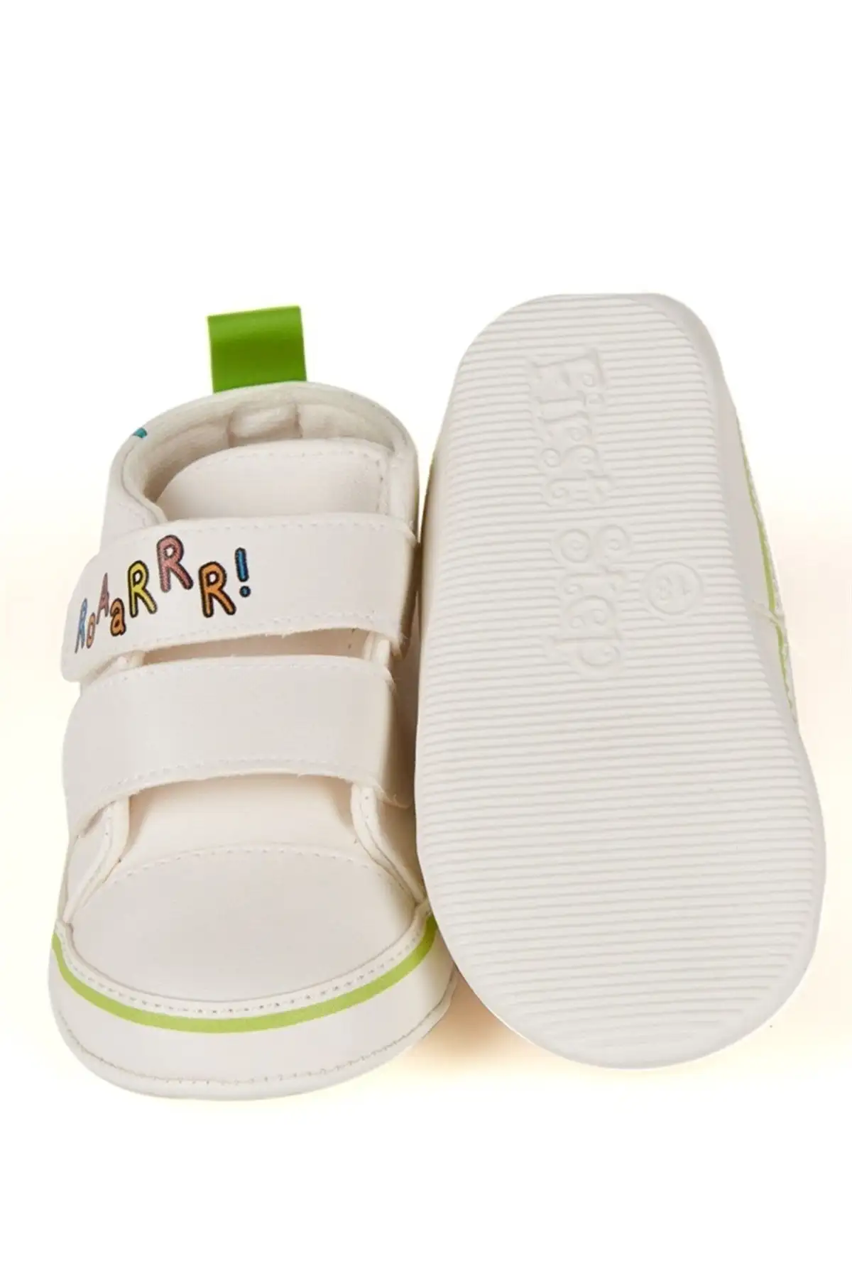 کفش نوزاد پسر  اول گام   با بند چسبی طرح دایناسور - 5446 کفش نوزاد پسر اول گام با بند چسبی طرح دایناسور - 5446