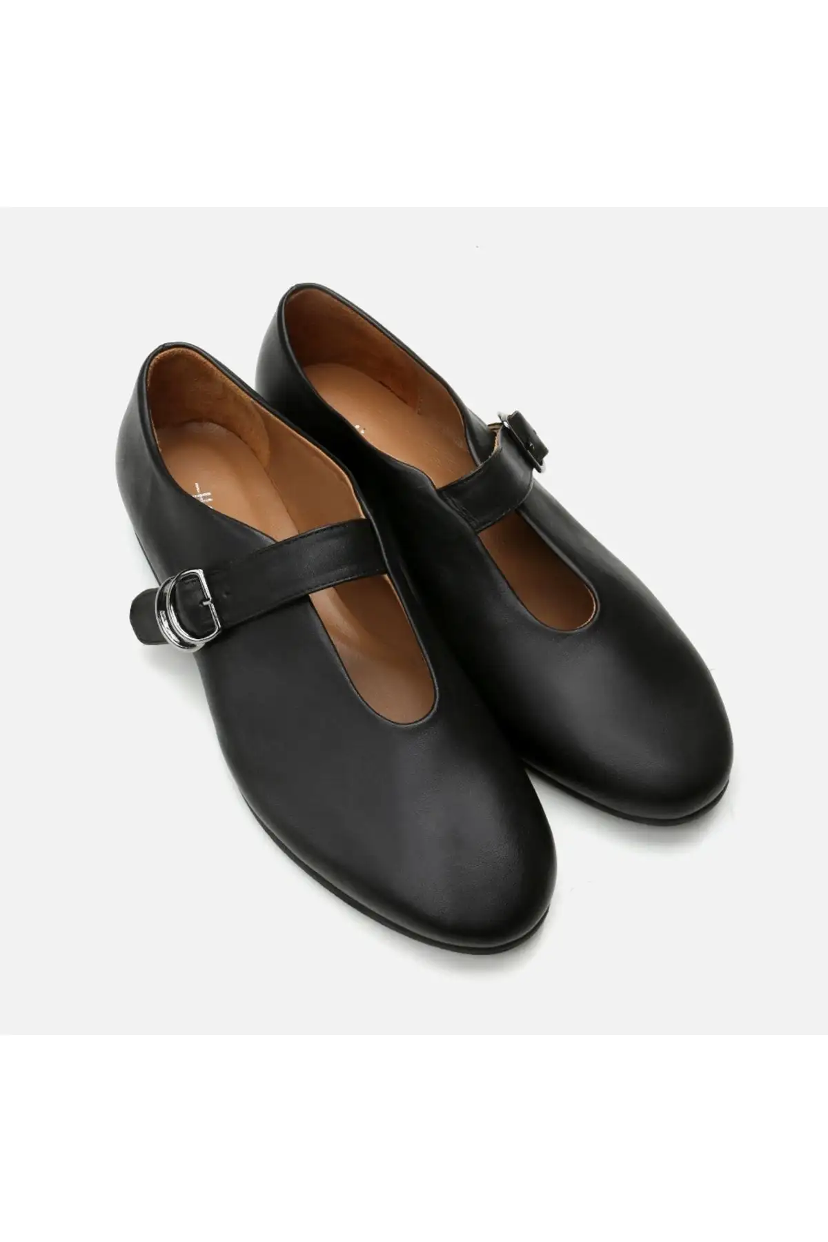 کفش تخت زنانه مریم جین  بالشتی  چرم اصل مشکی - 6877 کفش تخت زنانه مریم جین بالشتی چرم اصل مشکی - 6877