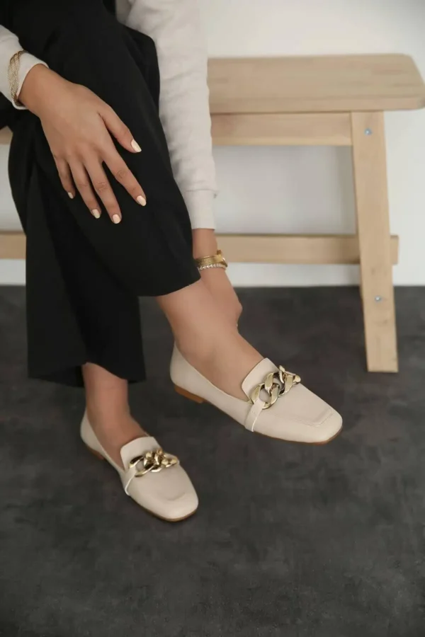 کفش ورزشی روزمره بابت زنانه بژ چرمی - 6623