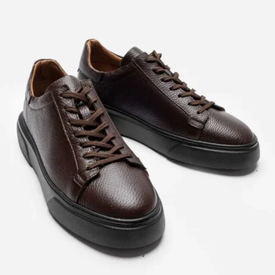 کفش روزمره مردانه فوق العاده راحت از چرم طبیعی 100% قهوه‌ای LUASS25AL0041 - 6383