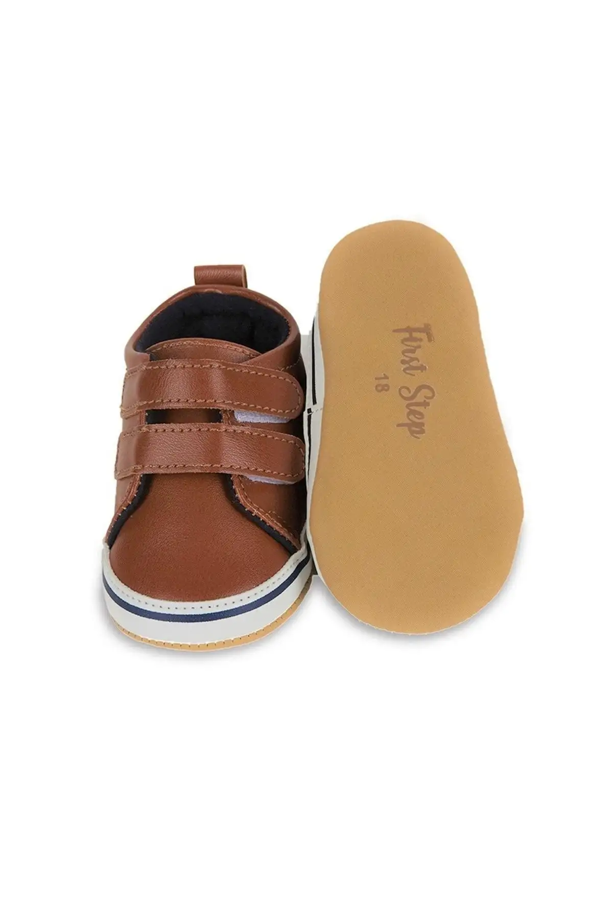 کفش نوزاد پسر  اولین قدم بچهگانه قهوهای برای  بچهها با چسب گرانید. - 5448 کفش نوزاد پسر اولین قدم بچهگانه قهوهای برای بچهها با چسب گرانید. - 5448