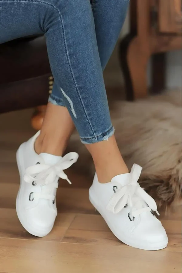 کفش ورزشی روزمره زنانه سفید مدل کژوال - 6634