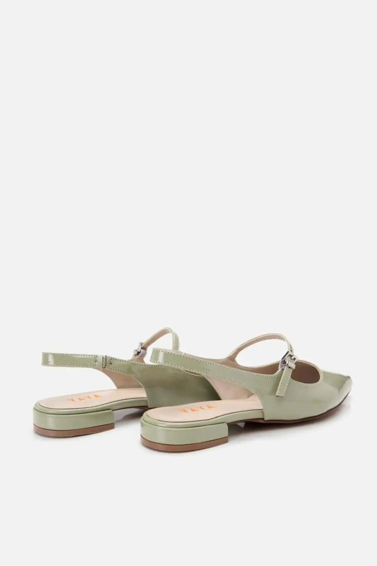 کفش تخت زنانه بابت  سبز براق با کفی قابل تنظیم - 6858 کفش تخت زنانه بابت سبز براق با کفی قابل تنظیم - 6858