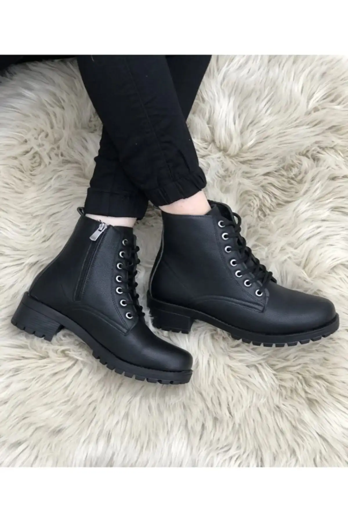 بوت و نیم‌ بوت زنانه زمستانی با زیپ ساق کتاه، طراحی مد رز با کفی ضدلغزش بنددار. - 5635