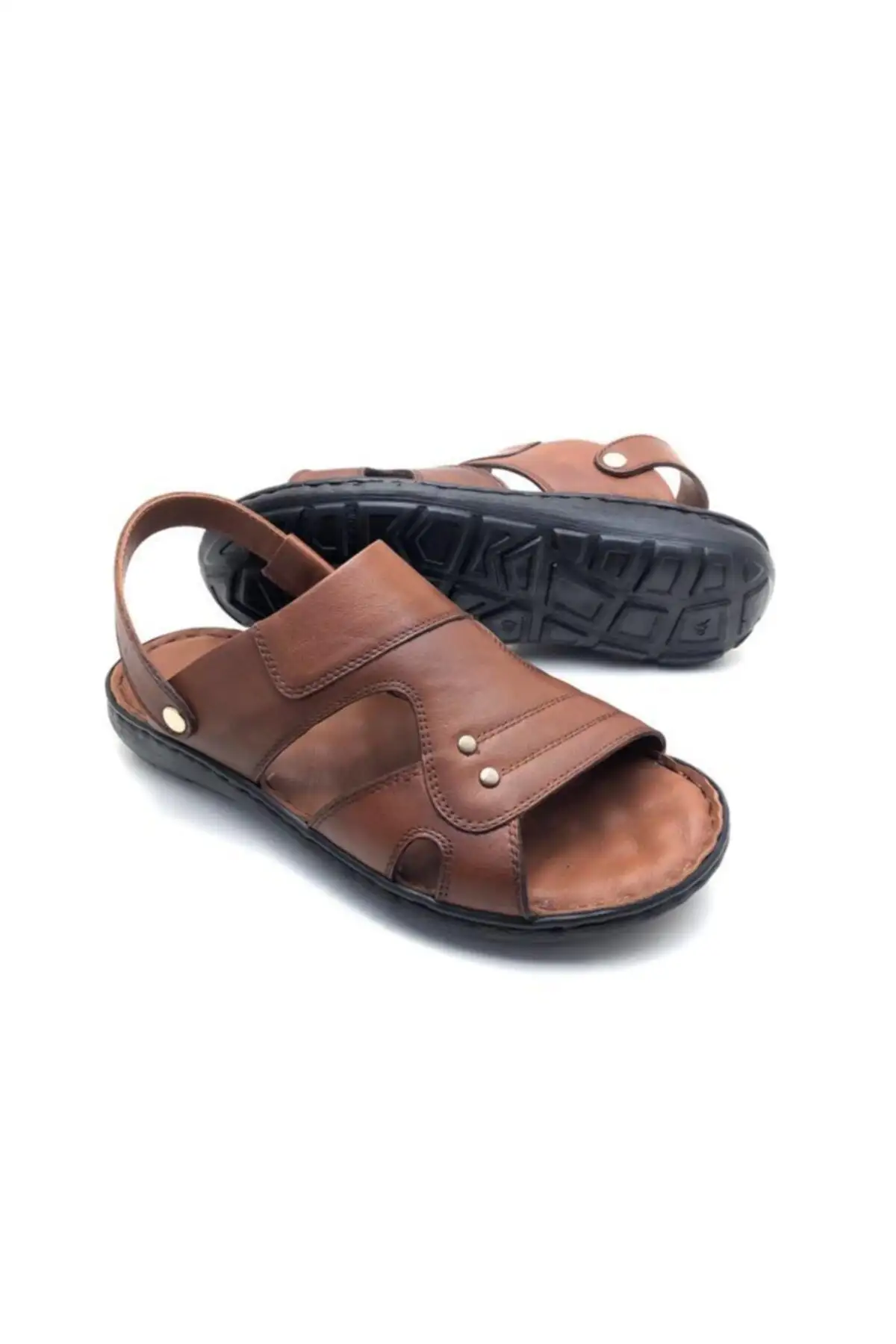 کفش سایز بزرگ مردانه سندل تمام اورتوپدیک چرم اصل - 6830