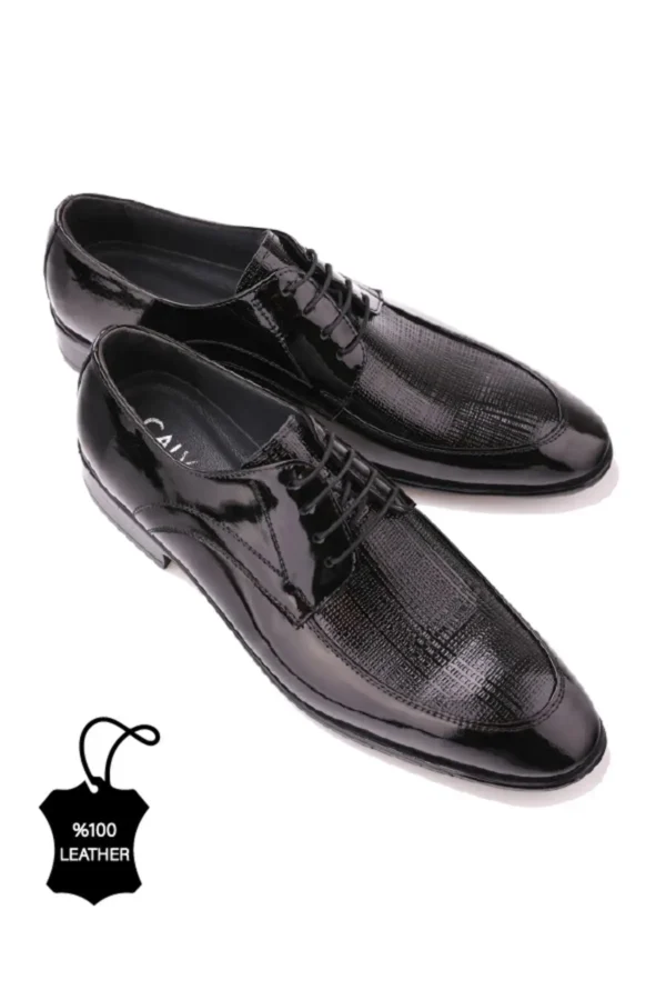 کفش رسمی مردانه کلاسیک چرم طبیعی مشکی - 7019