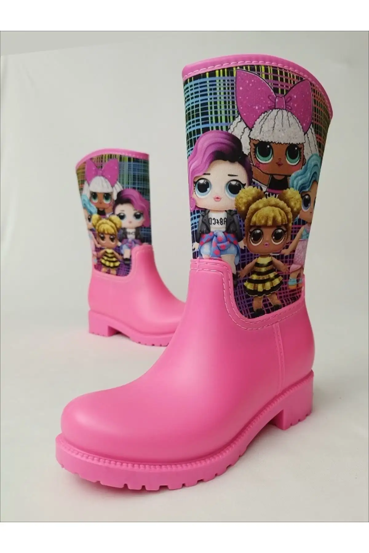 بوت بچگانه چکمههای بارانی دخترانه صورتی با چاپ LOL و ضدآب - 5566 بوت بچگانه چکمههای بارانی دخترانه صورتی با چاپ LOL و ضدآب - 5566