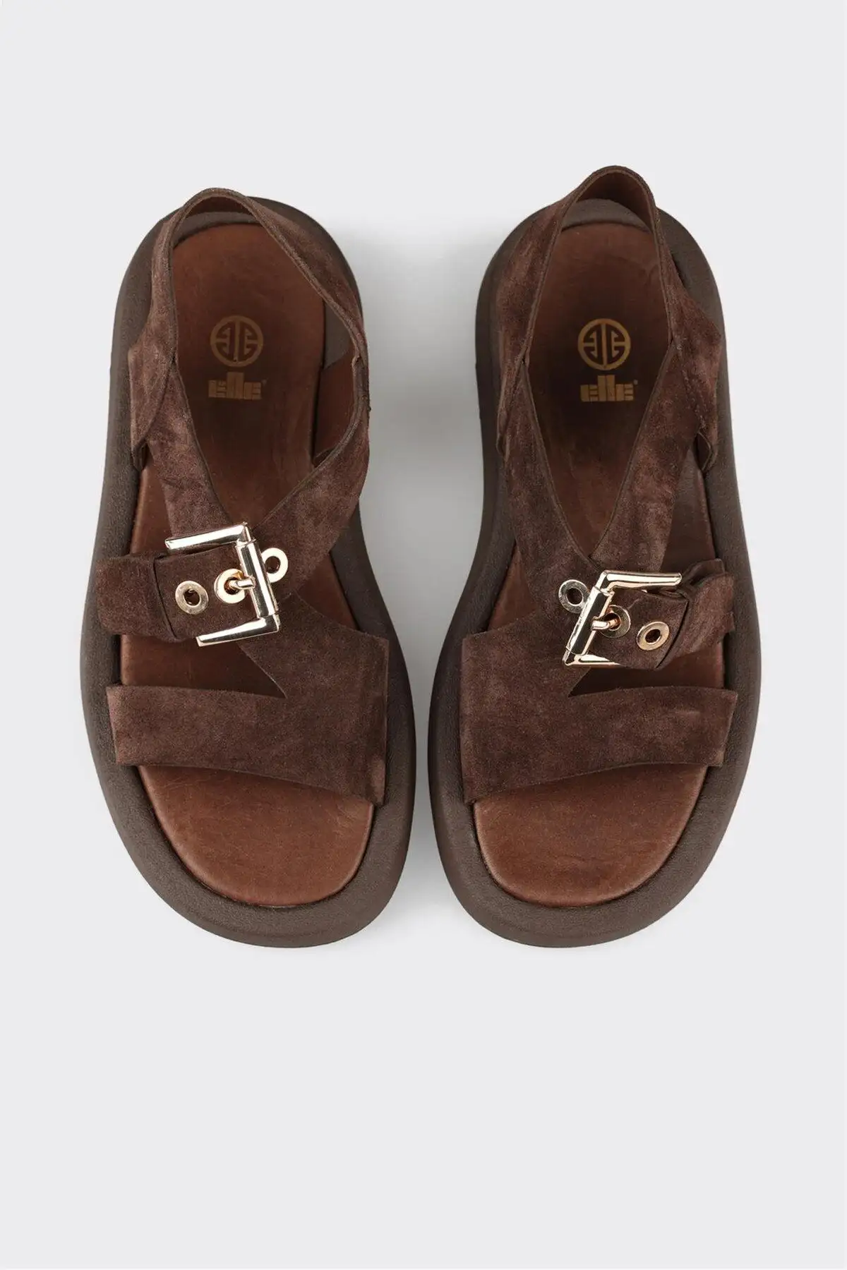 کفش صندل زنانه چرم قهوهای - 6406 کفش صندل زنانه چرم قهوهای - 6406