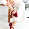 کفش اداری زنانه پاشنه کوتاه با نوک تیز و پشتی بسته و کلاه‌دار - 6270