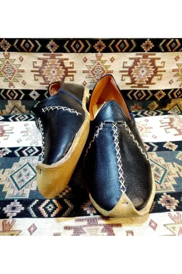 کفش مجلسی زنانه یمنی (چاریق)، یمنی دنیای عثمانی، یمنی چرمی، رنگ سیاه. - 5706