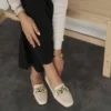 کفش ورزشی روزمره بابت زنانه بژ چرمی - 6623