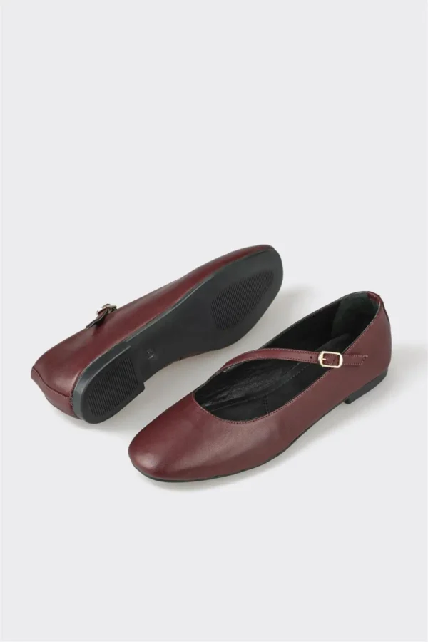 کفش اداری زنانه روزمره چرم bordo - 6775