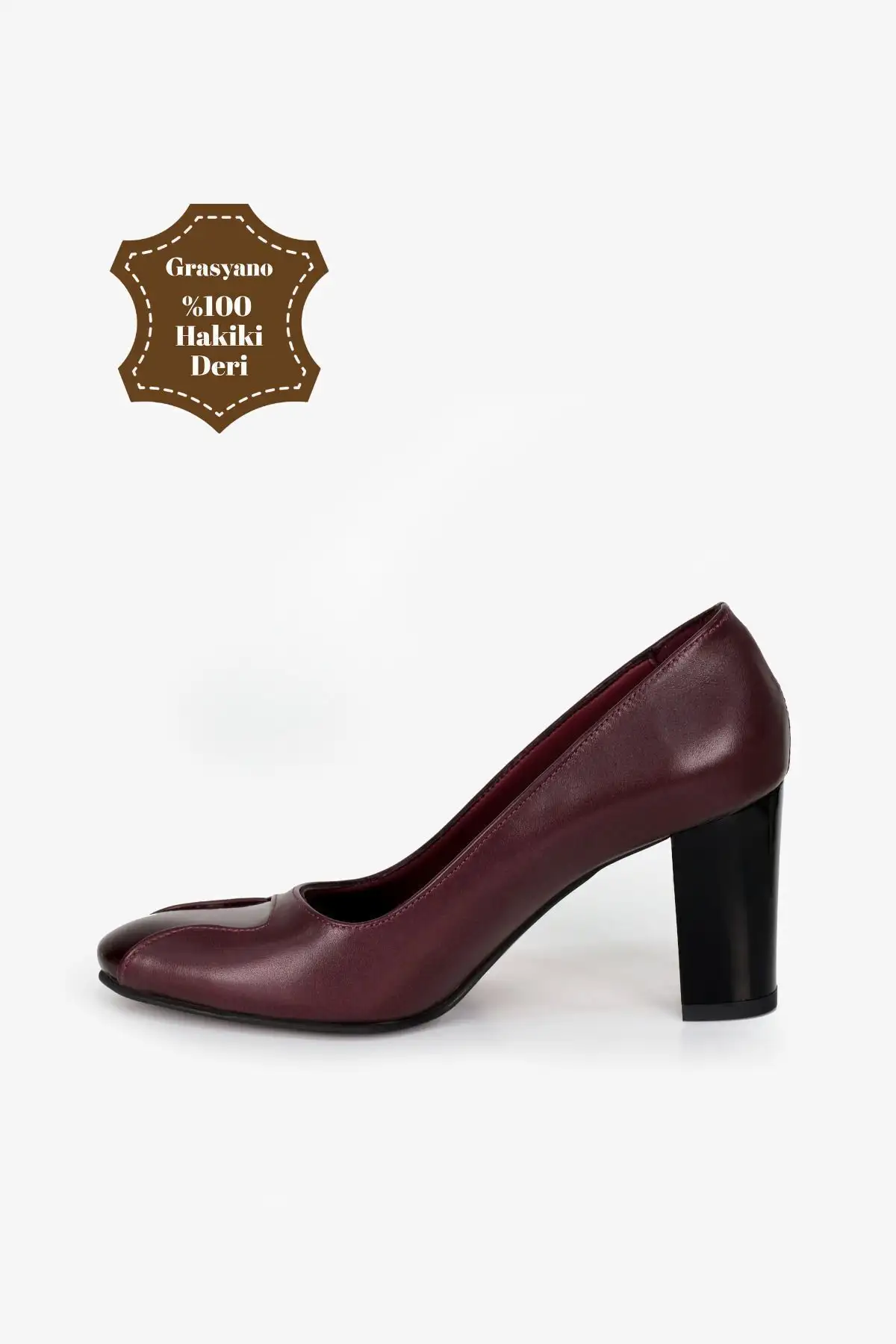 کفش مجلسی زنانه  کلاسیک پاشنهدار با ضخامت ۷.۵ سانتیمتر از چرم طبیعی بوردو با جزئیات از چرم براق درجه یک و نرم. - 5696 کفش مجلسی زنانه کلاسیک پاشنهدار با ضخامت ۷.۵ سانتیمتر از چرم طبیعی بوردو با جزئیات از چرم براق درجه یک و نرم. - 5696