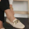 کفش ورزشی روزمره بابت زنانه بژ چرمی - 6623