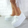 کفش پاشنه‌ بلند زنانه عروس سفید با پاشنه و تزئینات 41208 - 7217