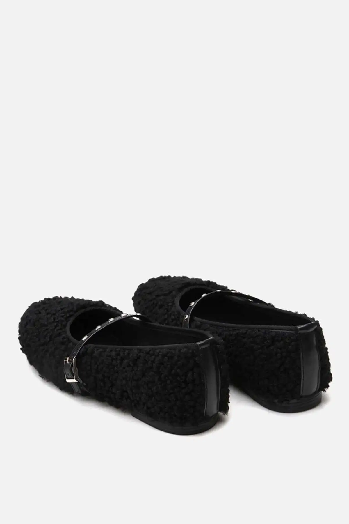 کفش تخت زنانه بابت مشکی پشمالو - 7279