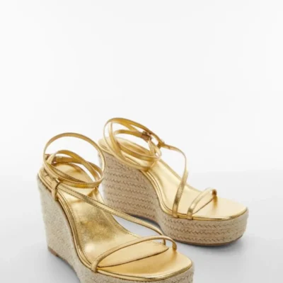 کفش صندل زنانه پاشنه بلند با بند فلزی برند MANGO - 7430