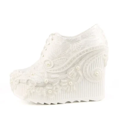 کفش پاشنه بلند زنانه 13 سانتیمتر عروس اسپرت، زیره ضد لغزش، بسیار سبک است و شما را خسته نمیکند، این نیز تضمین میکند که میتوانید راحتی حرکت کنید. - 7209