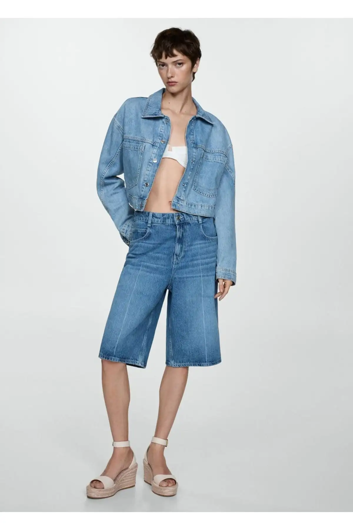 کفش صندل زنانه با پاشنه کوتاه و بند دار برند MANGO - 7436