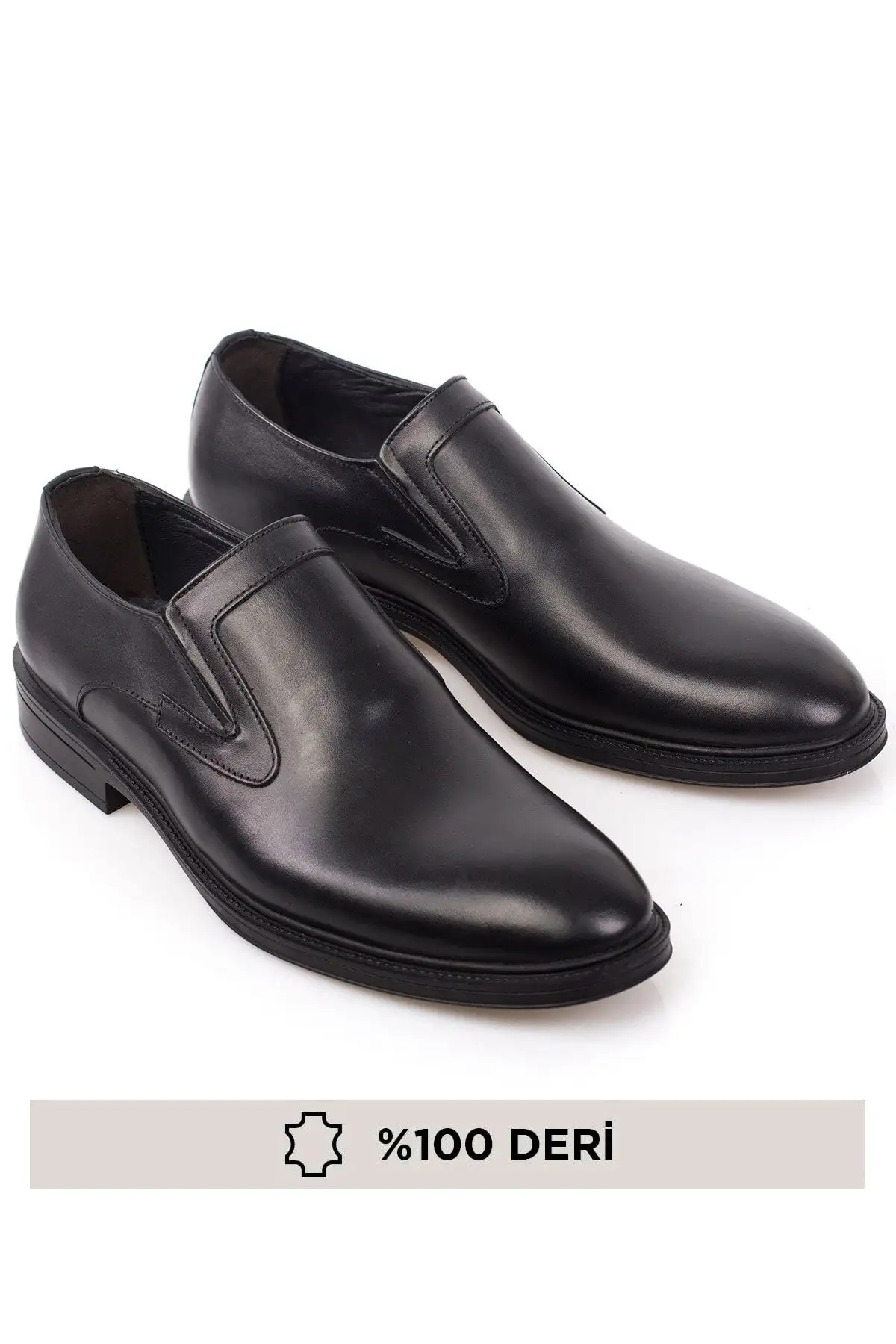 کفش روزمره مردانه چرم کلاسیک بدون بند حقیقی - 7342