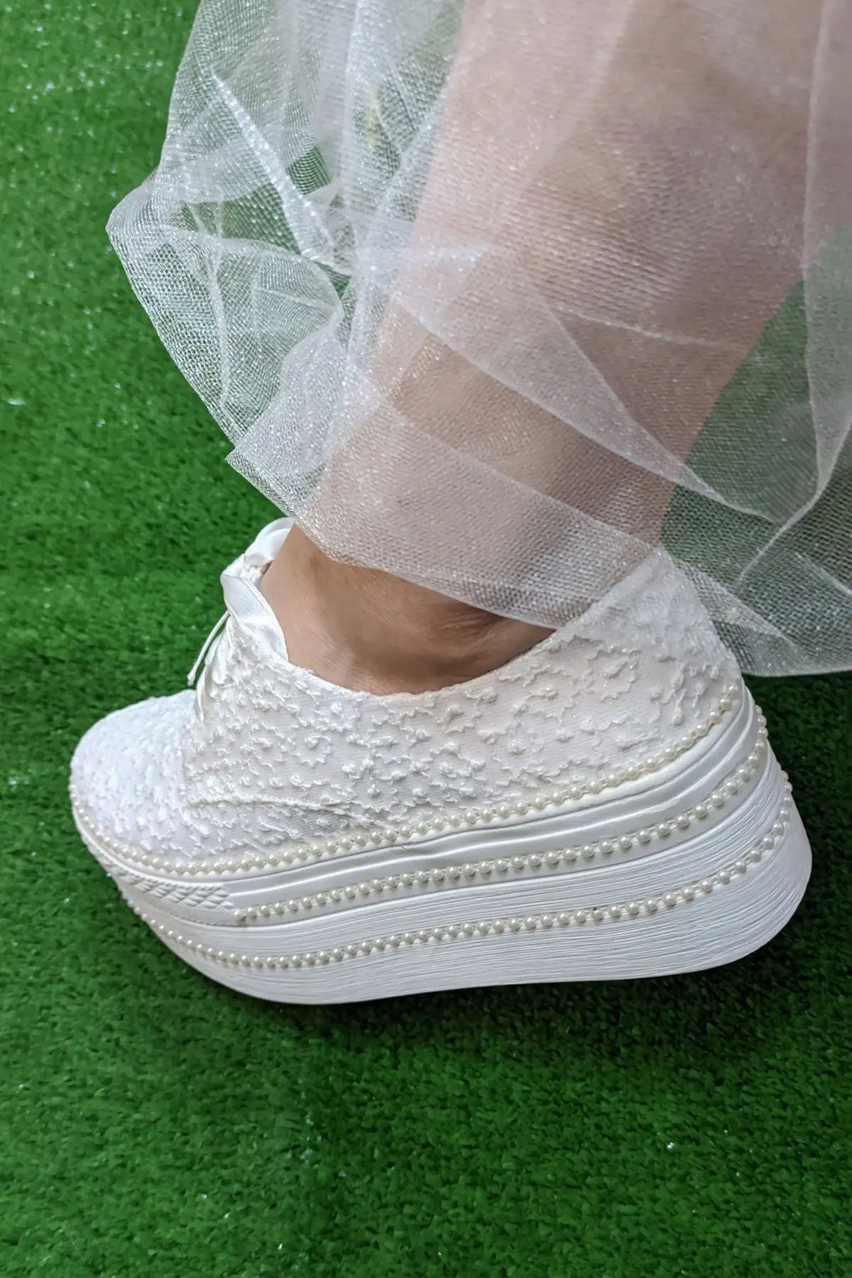 کفش پاشنه بلند زنانه  عروسی پاشنه  پر از مروارید سری 300 - 7214 کفش پاشنه بلند زنانه عروسی پاشنه پر از مروارید سری 300 - 7214