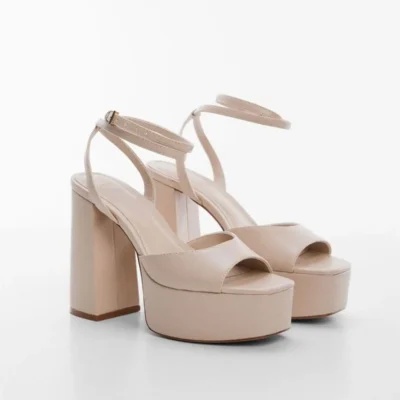 کفش صندل زنانه سندل مچ‌دار با زیره ضخیم برند MANGO - 7443