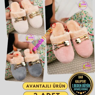 کفش راحتی خانه پک ۳ عددی دمپایی زنانه زمستانی دمپایی روزمره دمپایی خانگی هدیه مهمان ست دمپایی عروس ۳ عددی - 7324