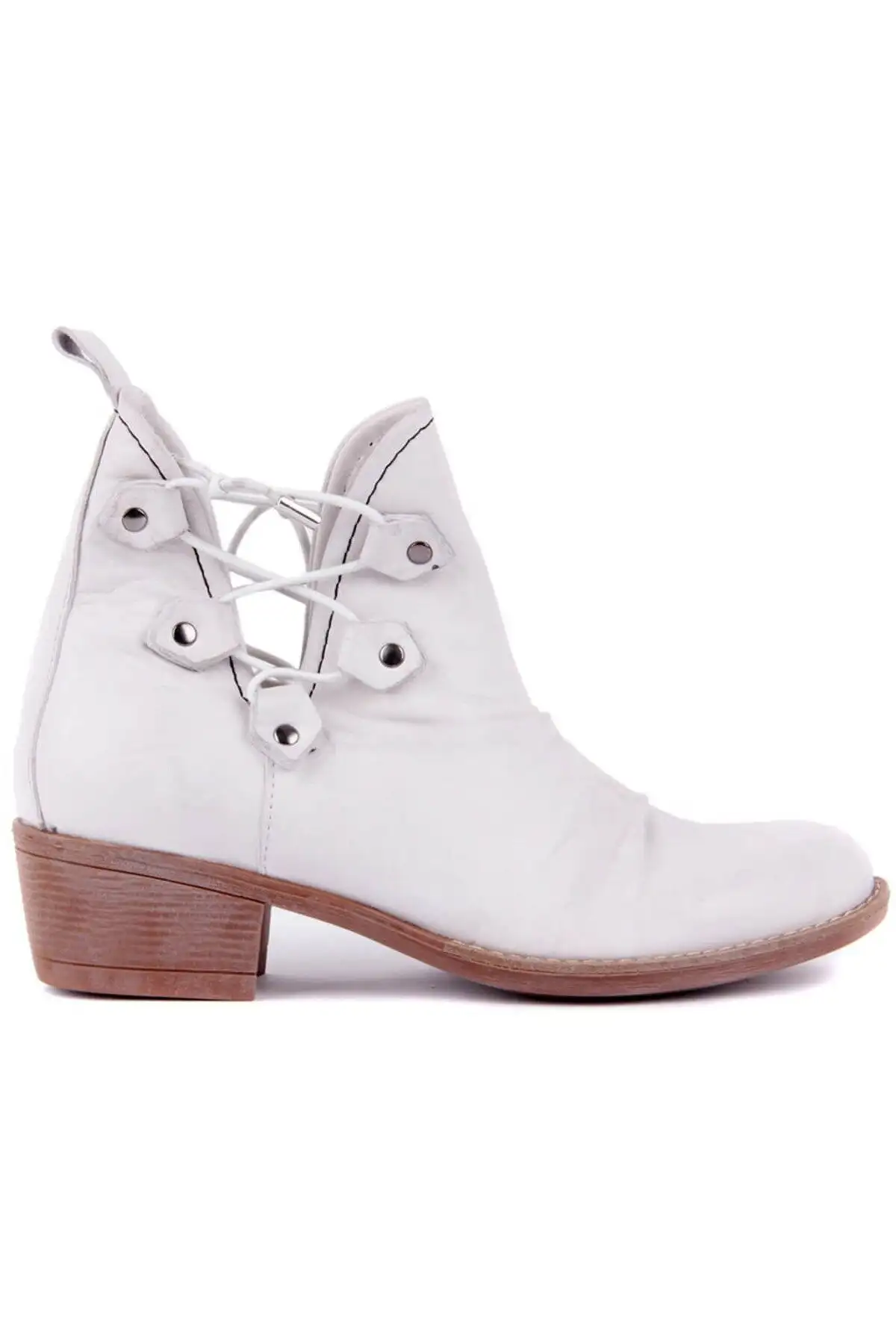 کفش تخت زنانه - بوت کوتاه تابستانی سفید - 7189 کفش تخت زنانه - بوت کوتاه تابستانی سفید - 7189