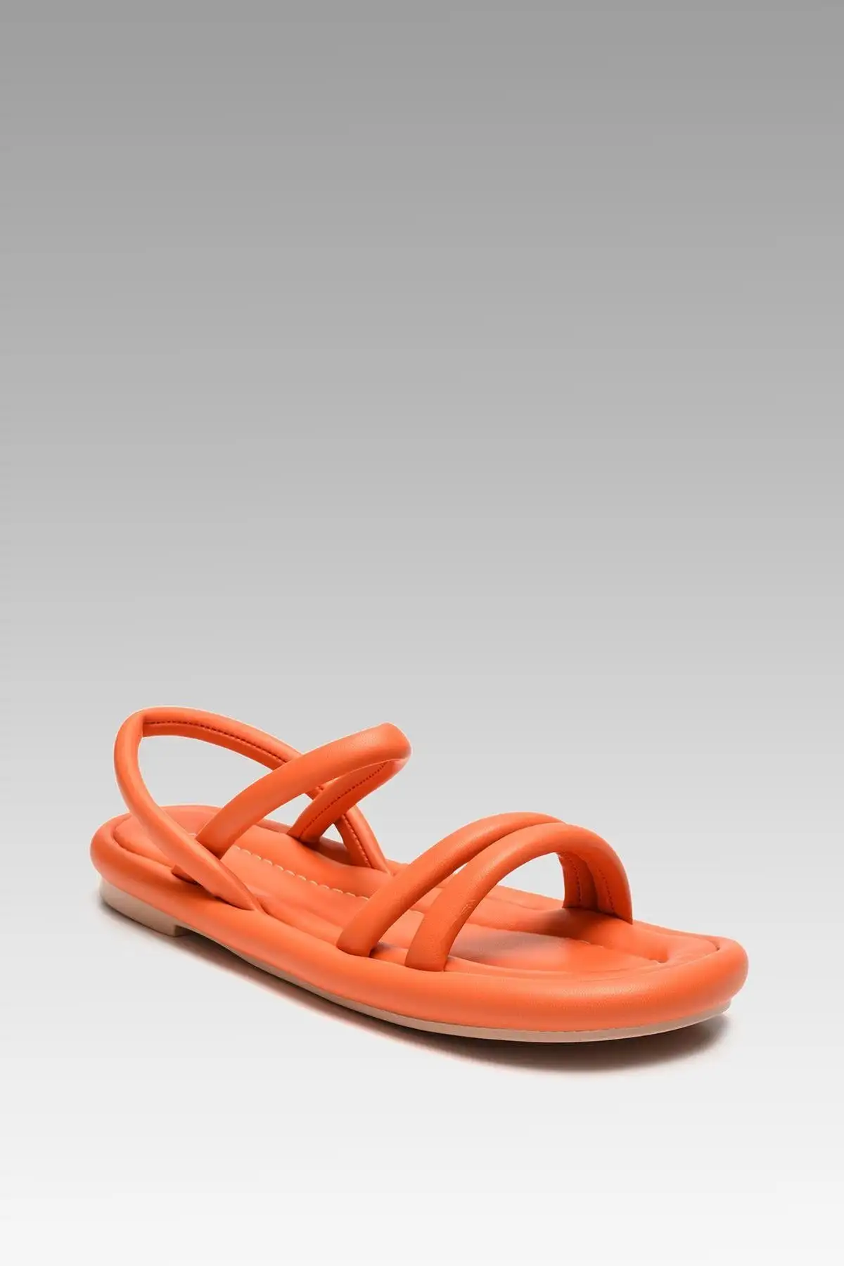 کفش صندل زنانه سندل پفدار دو بندی رنگ نارنجی  ۲ سانتیمتری - 7356 کفش صندل زنانه سندل پفدار دو بندی رنگ نارنجی ۲ سانتیمتری - 7356