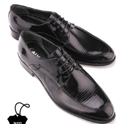 کفش رسمی مردانه های کلاسیک سیاه چرمی واقعی برند Calvano - 7399