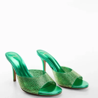 کفش صندل زنانه سندل پاشنه بلند درخشان برند MANGO - 7444