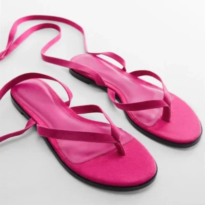 کفش صندل زنانه با بند چرمی برند MANGO - 7442