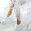 کفش پاشنه‌ بلند زنانه عروس سفید با پاشنه و تزئینات 41208 - 7217