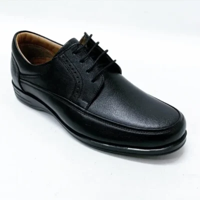 کفش رسمی مردانه چرمی مشکی اورتوپدیک با بند برند Retto - 7385