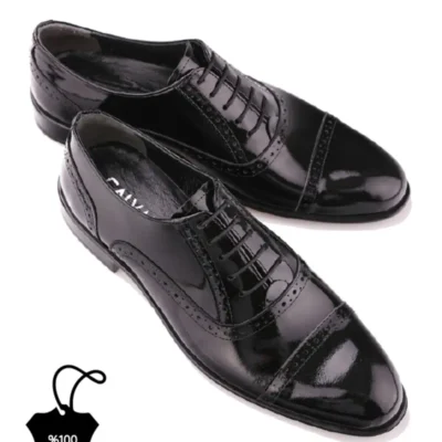 کفش رسمی مردانه کلاسیک چرم طبیعی سیاه برند Calvano - 7400