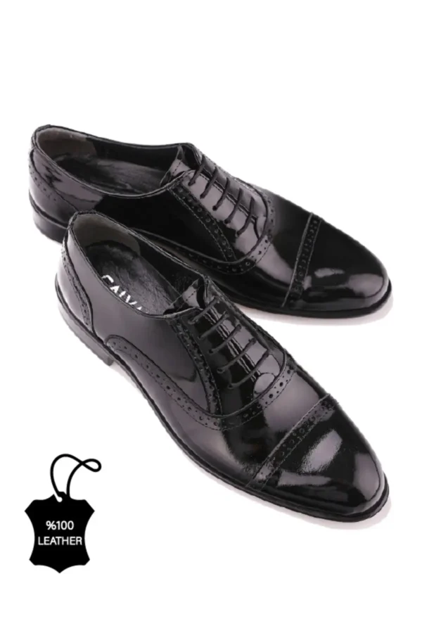 کفش رسمی مردانه کلاسیک چرم طبیعی سیاه برند Calvano - 7400