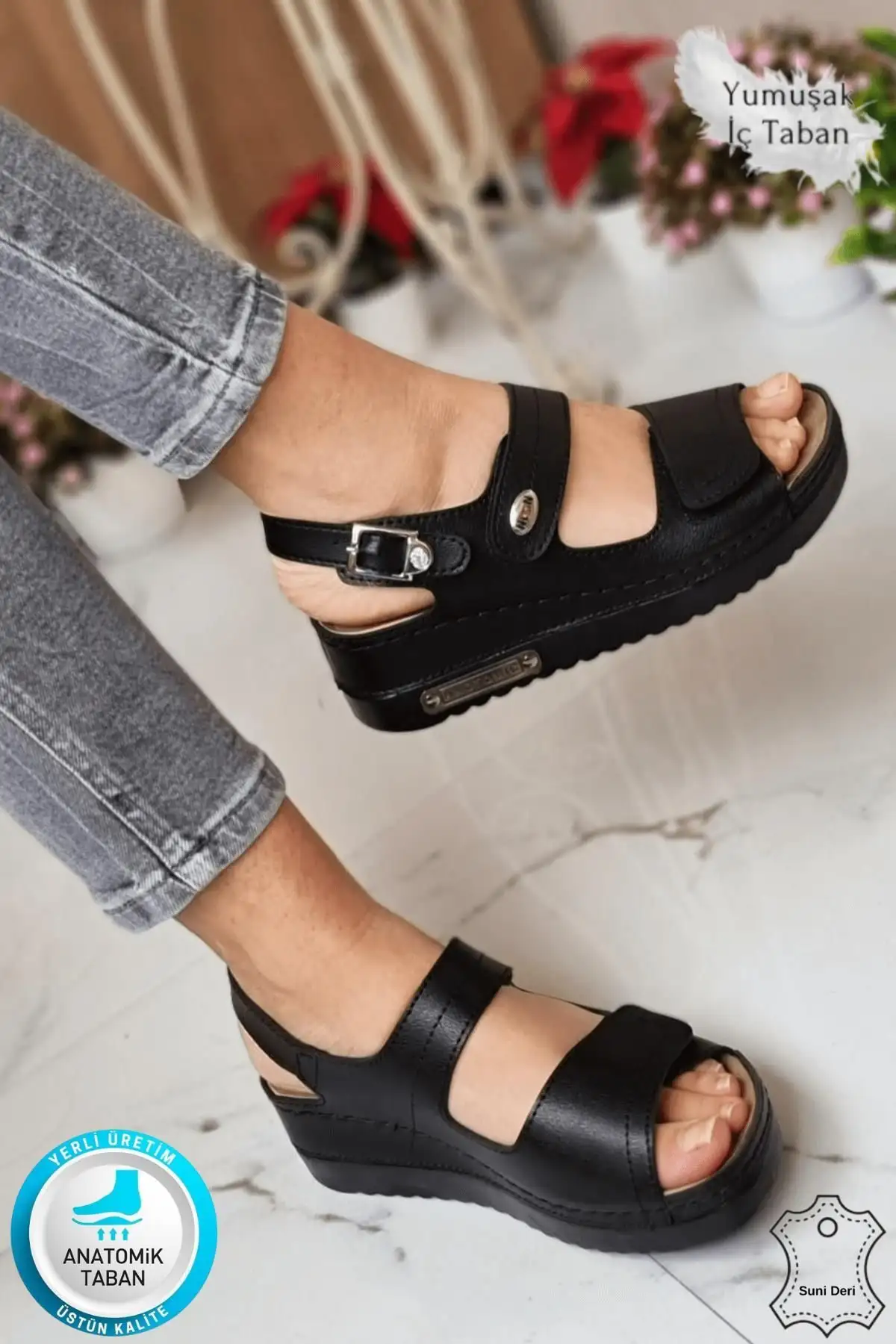 کفش صندل زنانه ساندالهای  ارینی با زیره آناتومیک و اورتopedik، مناسب برای فعالیتهای بیرونی و پیادهروی، با بند چسبی دوگانه. - 7375 کفش صندل زنانه ساندالهای ارینی با زیره آناتومیک و اورتopedik، مناسب برای فعالیتهای بیرونی و پیادهروی، با بند چسبی دوگانه. - 7375