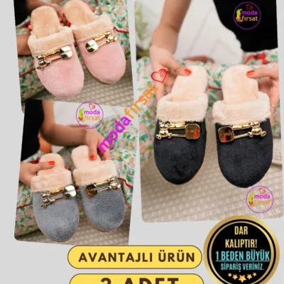 کفش راحتی خانه پکیج سهتایی دمپایی زنانه کفی زمستانی دمپایی روزمره خانگی دمپایی مهمان برای تشکیل چمدان عروسی مجموعه سهتایی دمپایی - 7314