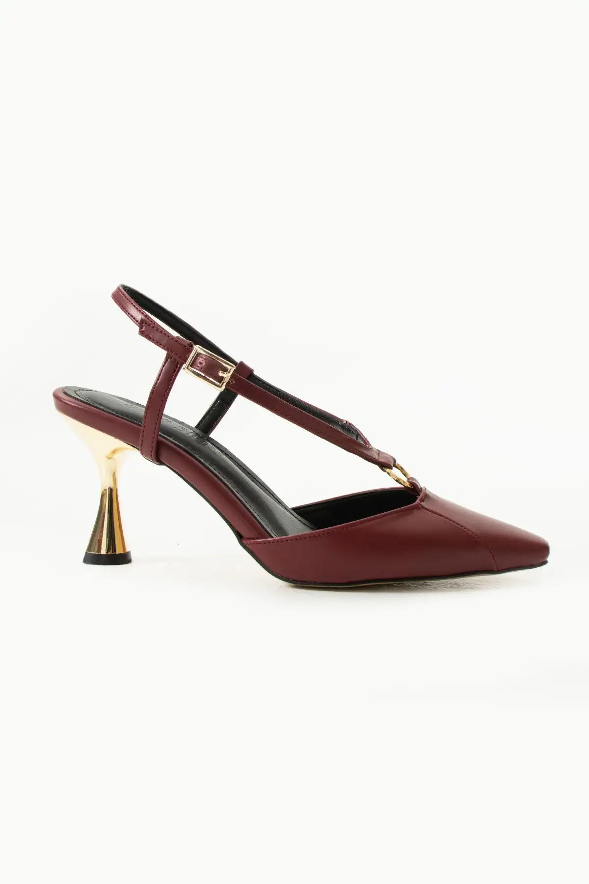 کفش پاشنه بلند زنانه  دار  مات بورگوندی لوکس با جزئیات طلایی، مناسب برای ترکیبهای شیک و زیبا در روزهای خاص و روزمره. - 7249 کفش پاشنه بلند زنانه دار مات بورگوندی لوکس با جزئیات طلایی، مناسب برای ترکیبهای شیک و زیبا در روزهای خاص و روزمره. - 7249